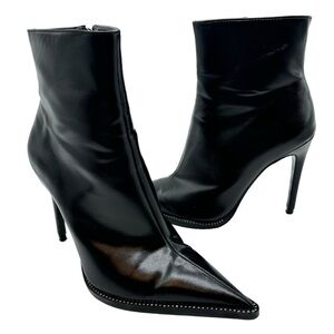 Zara Black Rhinestone Pointed Toe Ankle Booties Size EU 40 US 9 / 9.5
